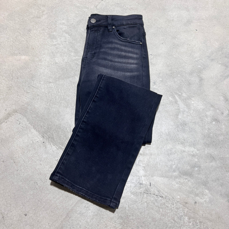 Black High Rise Crop Straight Jeans