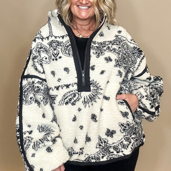 Paisley Sherpa Half-Zip Jacket