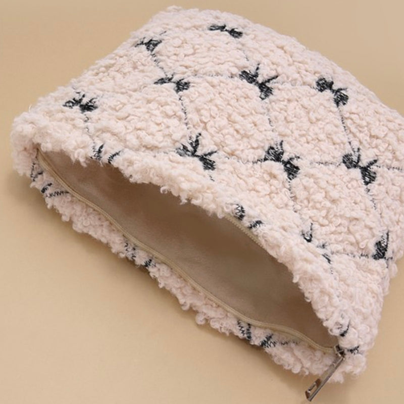 Sherpa Bow Zipper Pouch