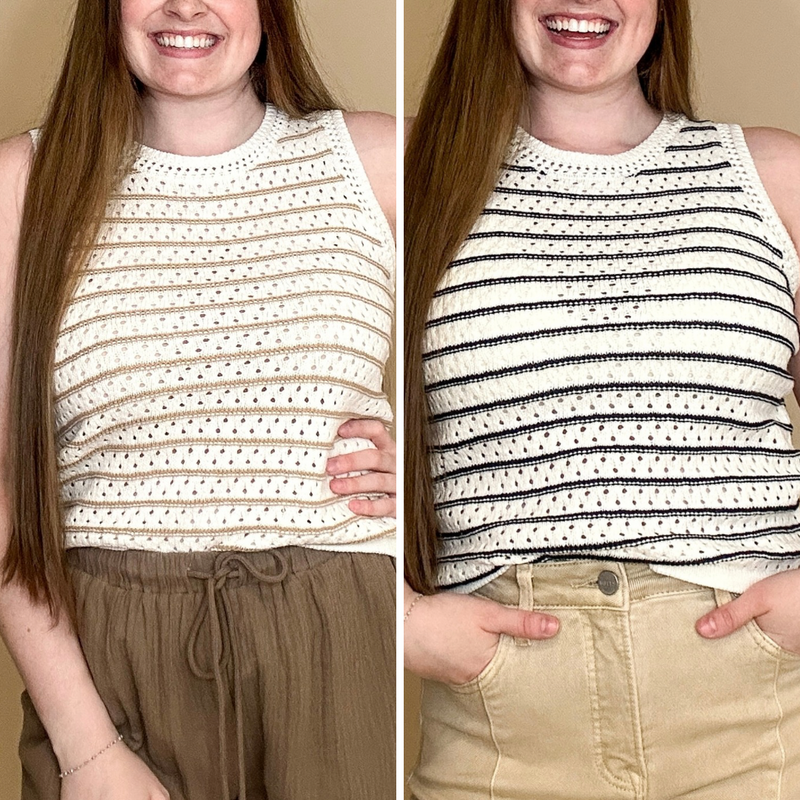 Striped Chunky Knit Sweater Tank