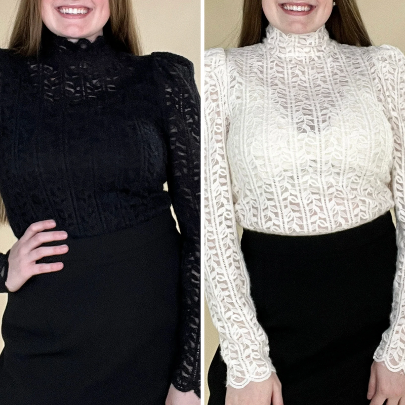 Mock Neck Lace Blouse