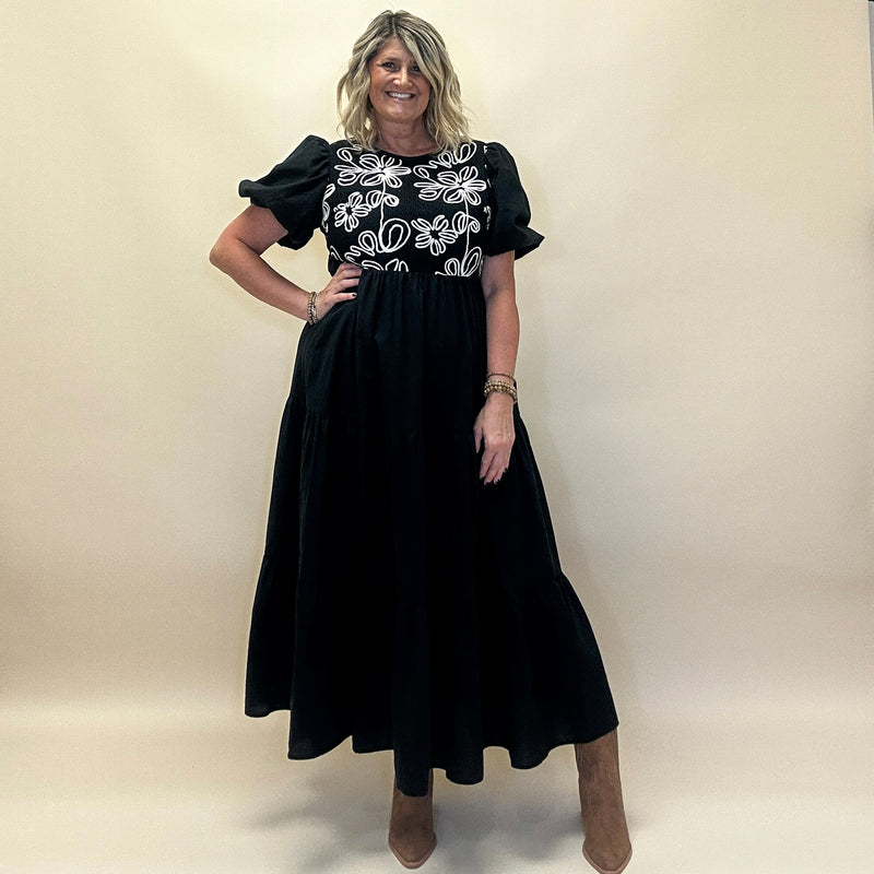 Embroidered Midi Dress