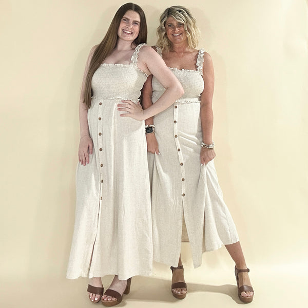 Smocked Linen Dress