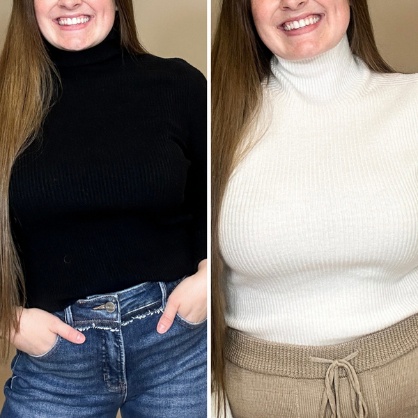 Mock Neck Ribbed Knit Top