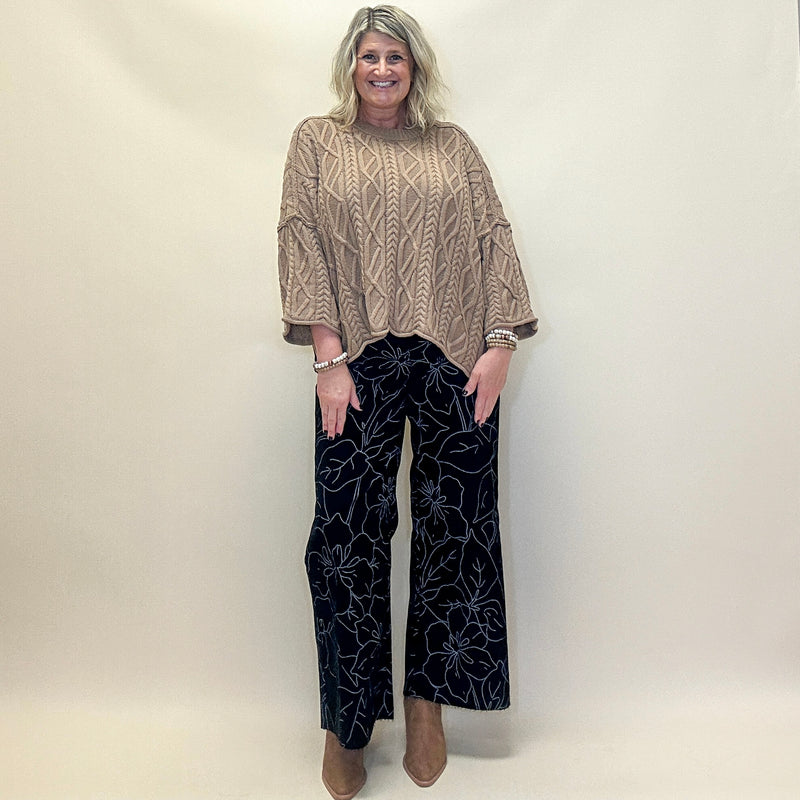 Bell Sleeve Cable Knit Sweater