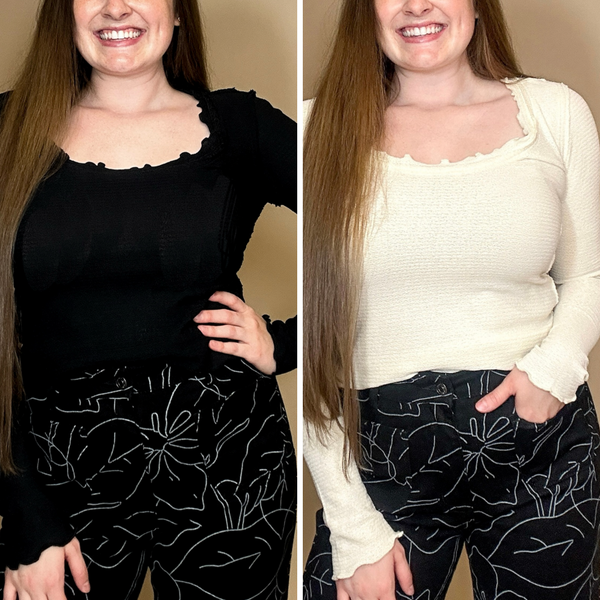 Ruffled Scoop Neck Long Sleeve Top