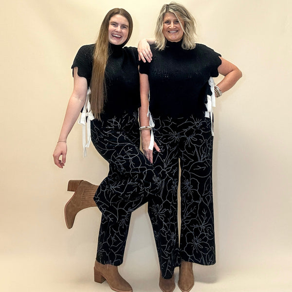 Floral Print Wide Leg Jeans
