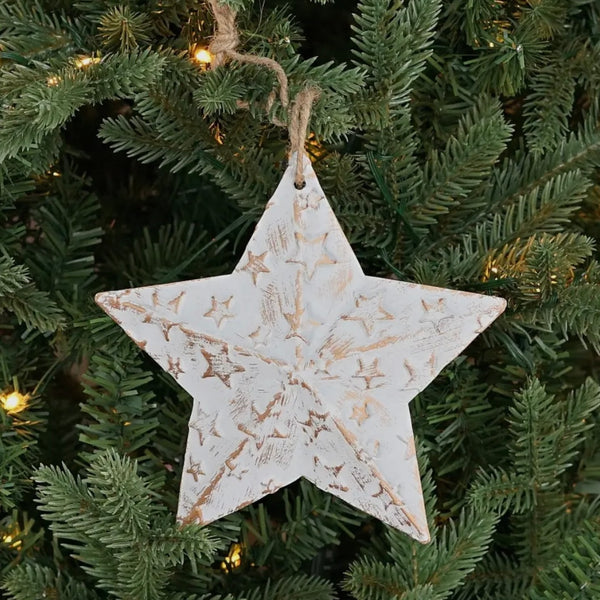 Vintage White Metal 3D Star Ornament