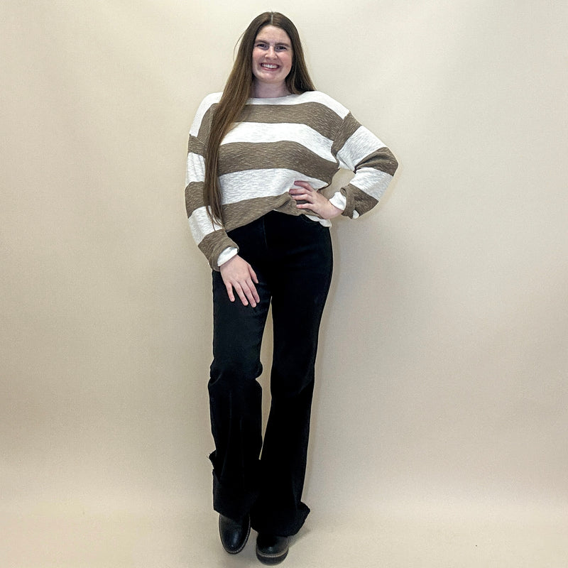 Striped Ribbed Knit Sweater