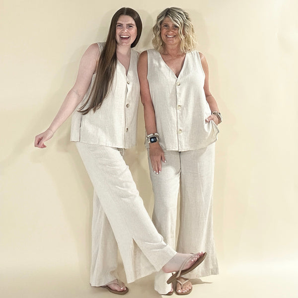 Linen Button Vest