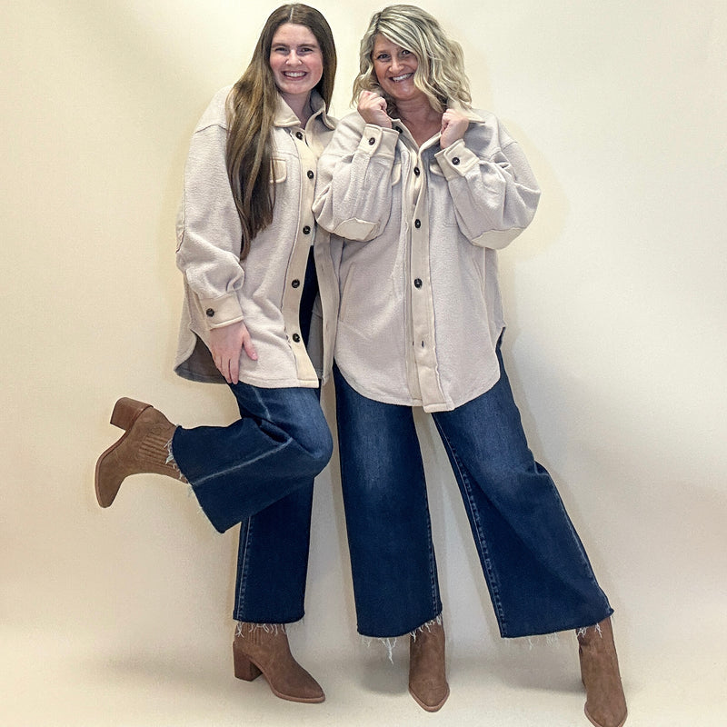 High Rise Crop Wide Button Up Jeans