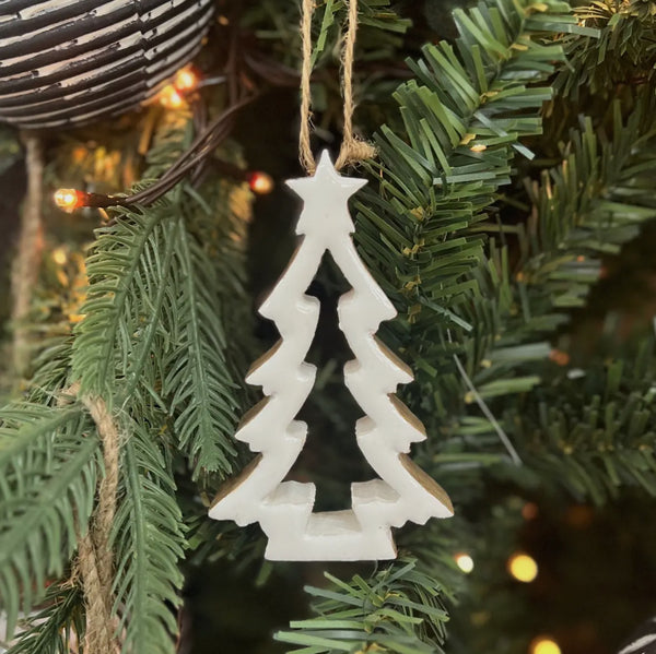 White Enamel Tree Ornament