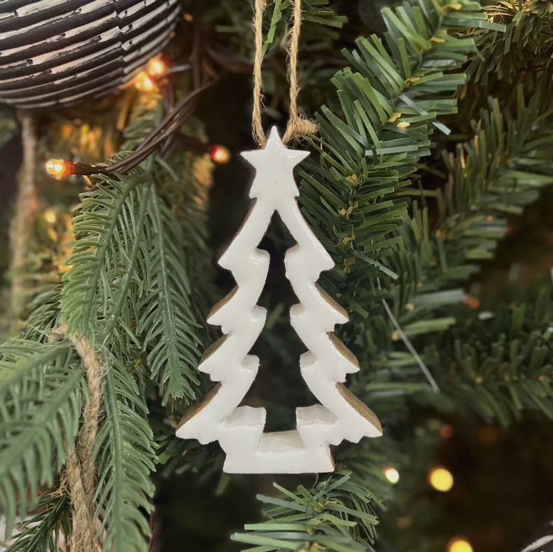 White Enamel Tree Ornament