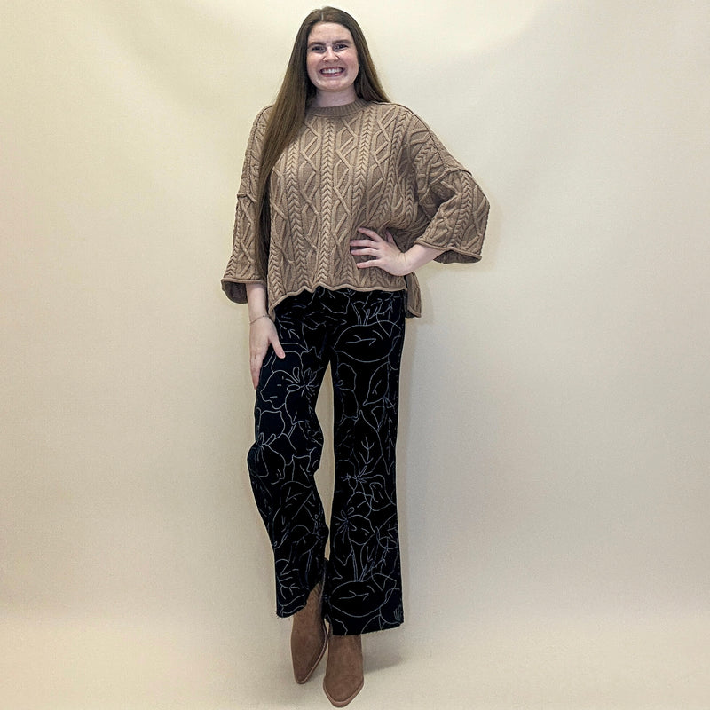 Bell Sleeve Cable Knit Sweater