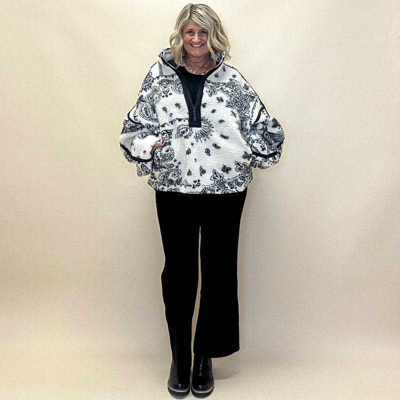 Paisley Sherpa Half-Zip Jacket