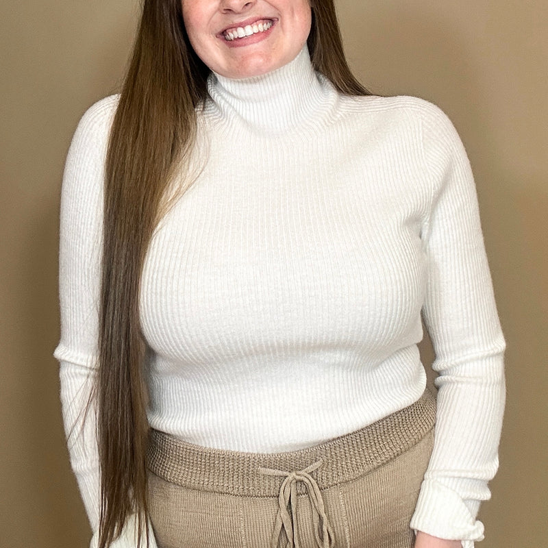 Mock Neck Ribbed Knit Top