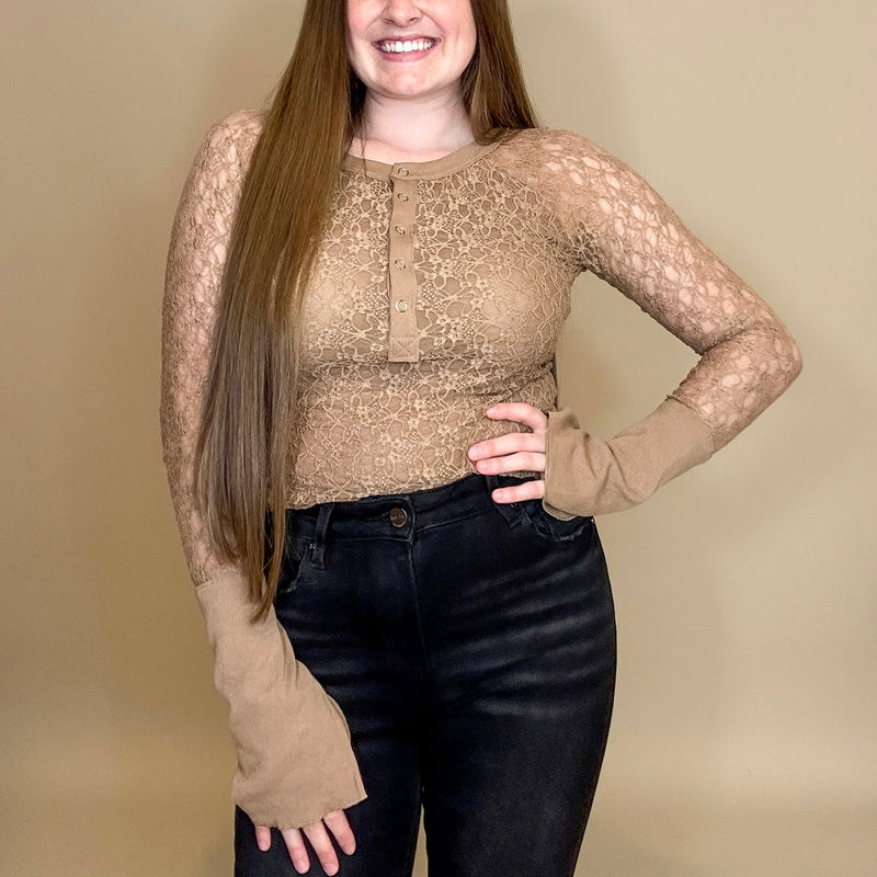 Floral Lace Henley Top