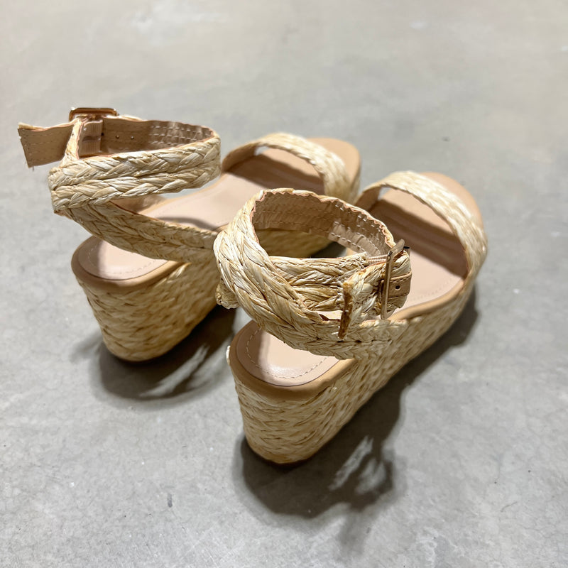 Raffia Platform Wedge Sandals