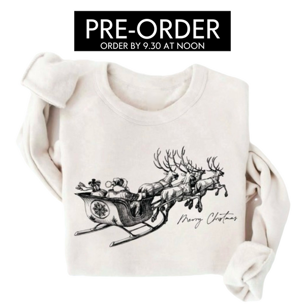 PRE-ORDER: 'Merry Christmas' & Sleigh Crewneck