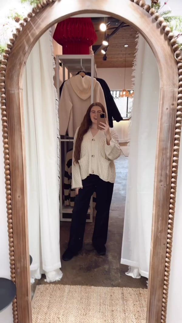 Button Down Cable Knit Cardigan