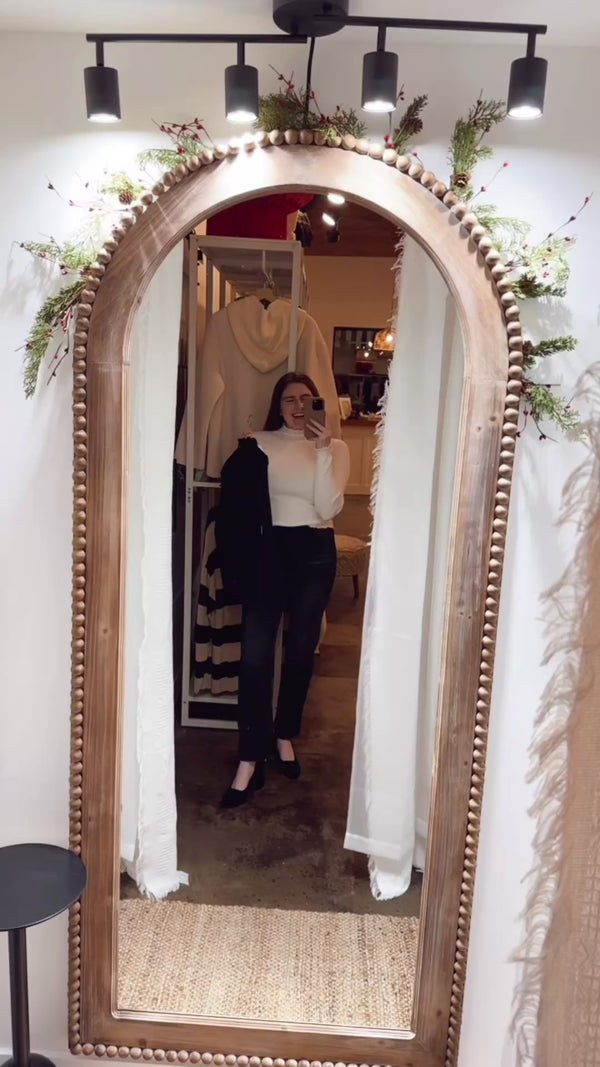 Ruffle Hem Mock Neck