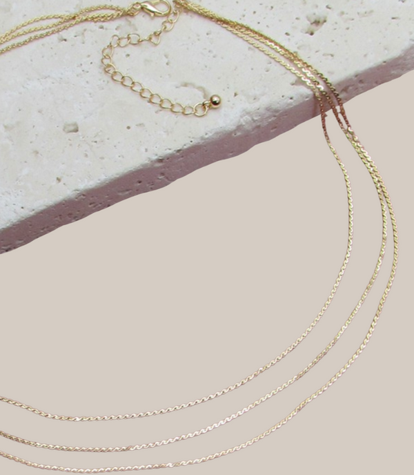 Triple Layer Flat Chain Necklace